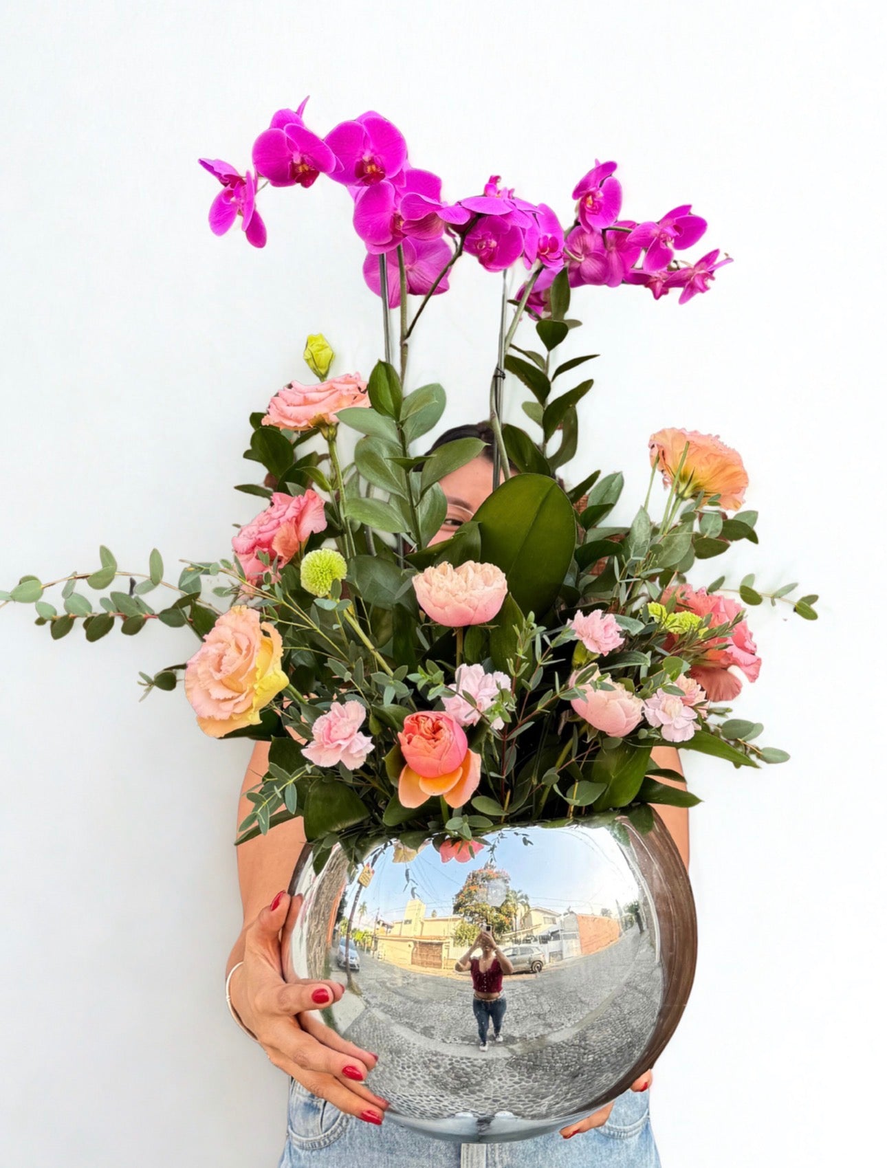 Orquídea doble con lisianthus
